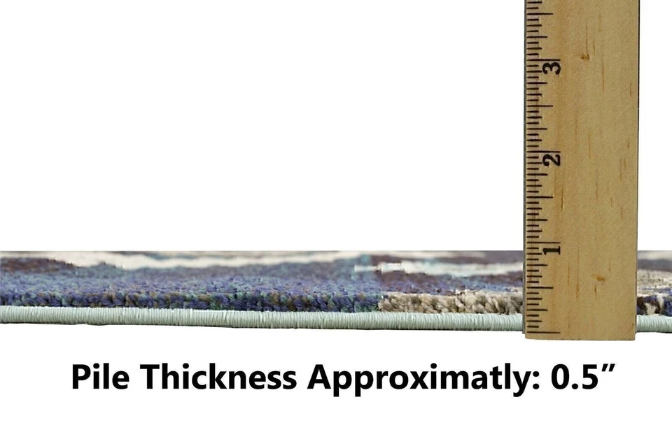 Southwestern Native American Modern/Faded Area Rug -Navy/Gray/Aqua - Image 3 of 4