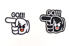Cute GO  Hand Sign kawaii Emoji Patch Embroidered Iron-On 336 , 337