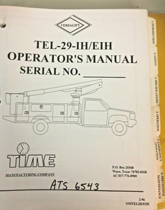 Details About Versalift Bucket Truck Aerial Service Maintenance Manual Tel 29 Ih Eih