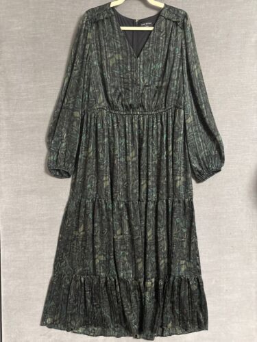 Lane Bryant Dress 18 20 Floral Maxi Tiered Sparkle Sheer Boho Fairy Romantic