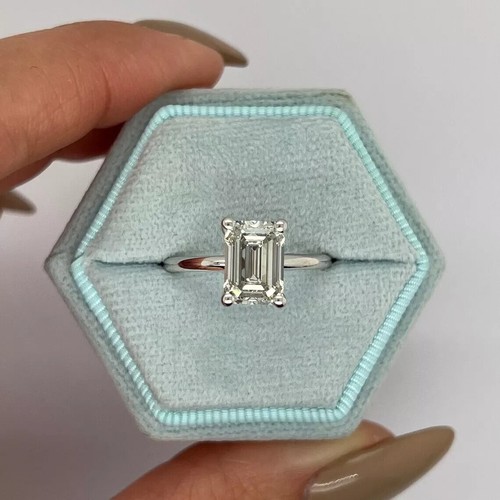1.50 Ct Emerald-Cut Certified Lab Grown Diamond Engagement Ring 14k White Gold