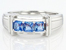 Natural Blue Topaz Gemstone with 925 Sterling Silver Ring for Men's 2896