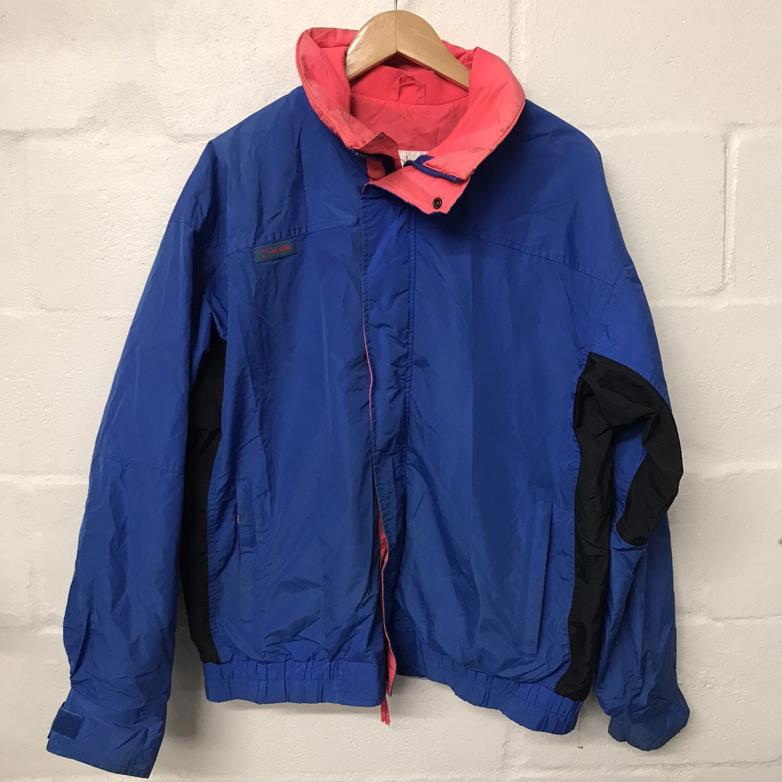 Vintage Columbia Windbreaker 90's Ski Jacket Men's Size M Blue Pink Retro