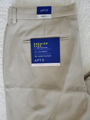 NEW Men's Apt. 9 Dress Pants Premier Flex Stretch Slim Fit from Kohls Beige  | eBay