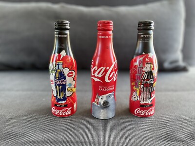 3 Flaschen Coca Cola 250 ml Neu - The Legend, Punk und Pop Art - 2017 - 2018
