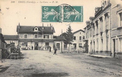 Old postcard 19 USSEL LA GARE (not current postcard