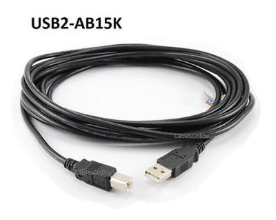 15ft USB 2.0 A-Type Male to B-Type Male Printer/ Scanner/etc. Cable - USB2-AB15K