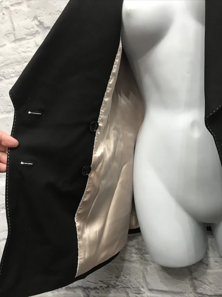 Chaqueta Blazer Dolce & Gabana Negra Rayas Rosa Doble Botón Pasarela A2 Foto 4 de 4