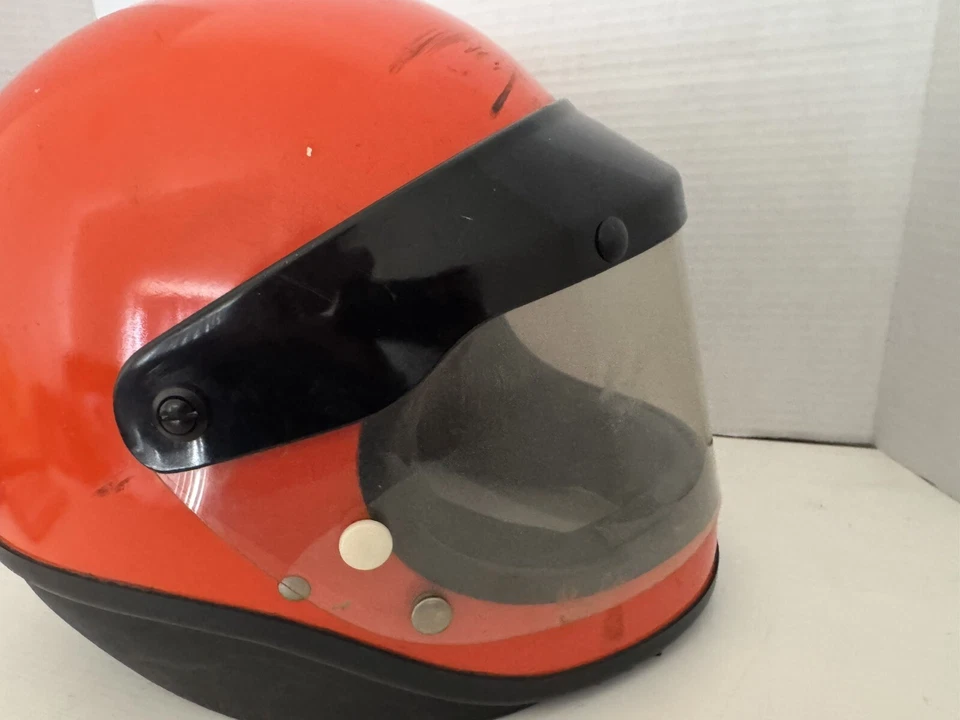 Vintage 1974 Shoei S-20 Motocrcycle Helmet Orange Size Large Scooter Vespa - Image 3 of 4