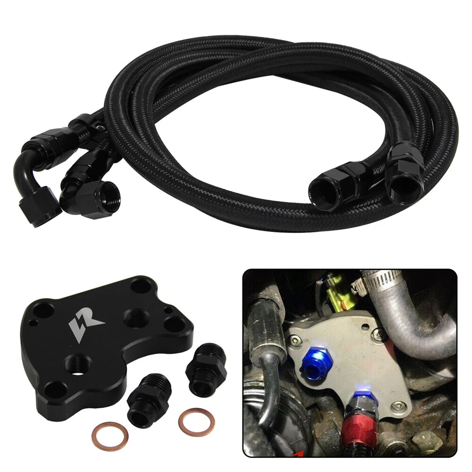 AN10 Oil Filter Sandwich Adapter Hose Kit For Mini Cooper S R50 R52 R53 1.6L BK - Image 3 of 4