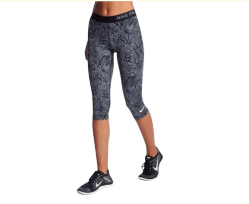 Womens Nike Pro Heights Vixen Snakeskin Print Capri Compression Tights - Sz L