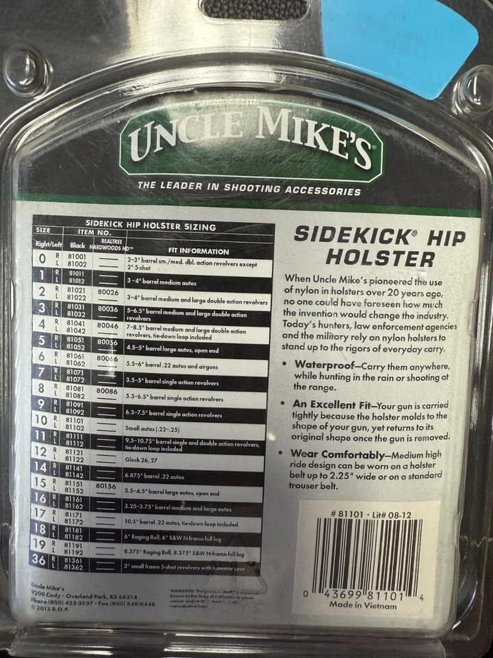 Uncle Mike's Sidekick Hip Holster Size 10 81101 - Image 2 of 2
