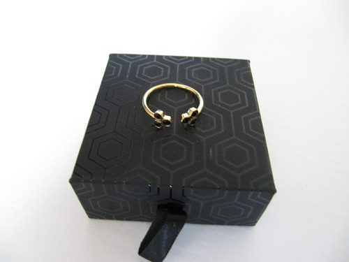 Cluse Essentielle Ring Gold Schwarz Kristall Sechsecke Offen 54 / 17,25 mm - Bild 2 von 7