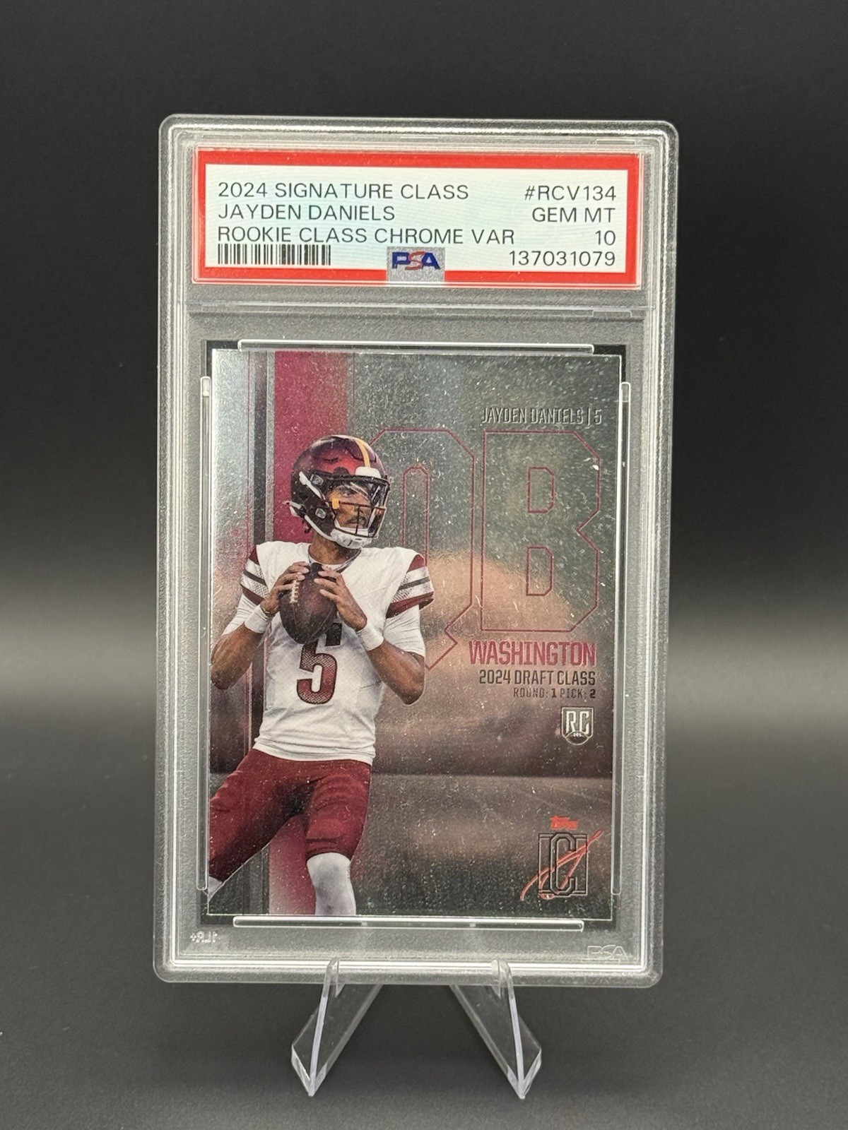 Jayden Daniels Topps Signature Class Rookie Class Base Chrome Variation #RCV134 Base
