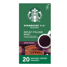 Starbucks VIA Instant Decaf Italian Roast Dark Roast Coffee 1 box of 20 