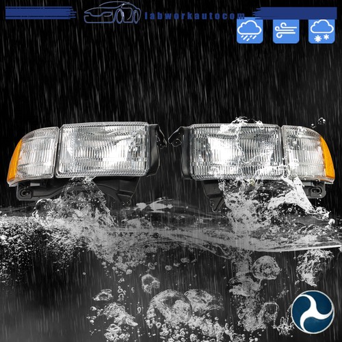 Halogen Headlight For 1994-02 Dodge Ram Crystal Fresnel Lens+Amber Corner RH+LH - Picture 14 of 14