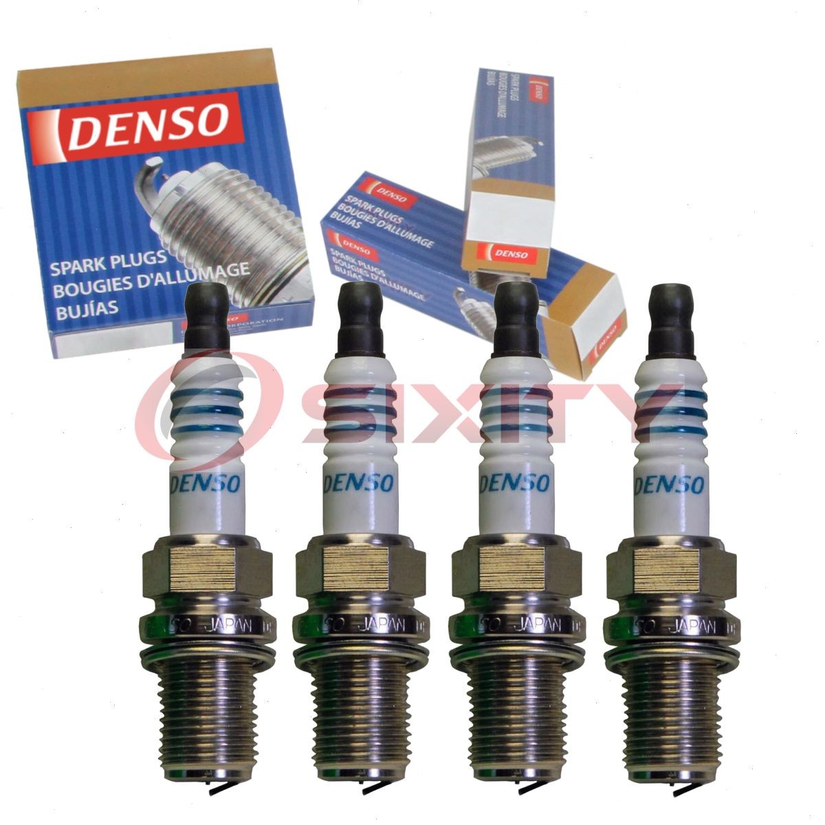 4 pc DENSO 5701 Iridium Racing Spark Plugs for IK01-24 5068 Ignition Wire le