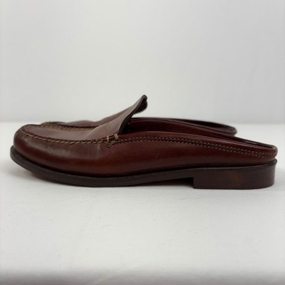 Cole Haan Womens Mahogany Brown Leather Moc Toe Mule Loafers Slip On Shoes 5.5