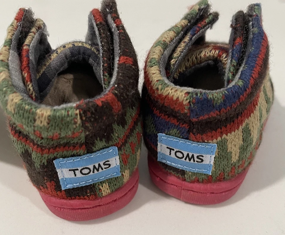 NEW Toms tiny boots Shoes toddler Sz 3 baby boy Southwestern Aztec Boho moc - Image 2 of 4