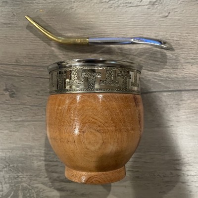 Yerba Mate Gourd Set -Mate Imperial algarrobo + Bombilla - handmade in Argentina