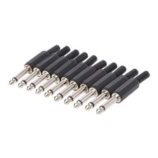 10 Pcs 6.35mm Male 1/4" Mono Jack o Plug Connector Jack Adapter