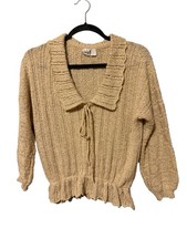 Marisa Christina Knit Sweater Size L Beige Vintage READ Elastic Waist