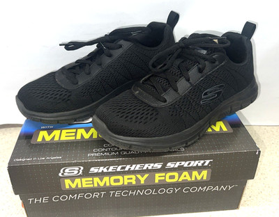 Sketchers Track Moulton Sneakers 232081 Men s Size 7.5 Black Lite-Weight w/box