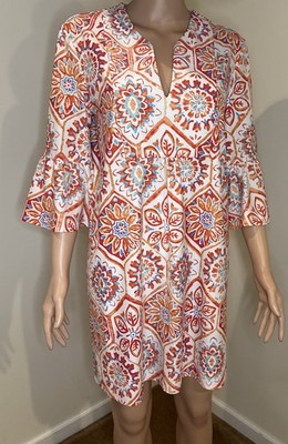 Jude Connally Dress Women s Small  Vibrant Tile Print   Bell Sleeves  Boho Tunic