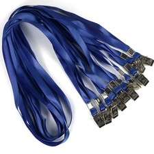 100 PCS Black Lanyards 34" Premium Lanyard Bulldog Clips Nylon Flat Lanyard