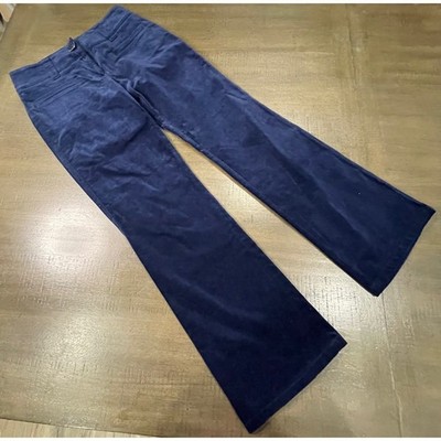 Roccobarocco Blue Velvet Bootcut Pants High Waist Made In Italy 28