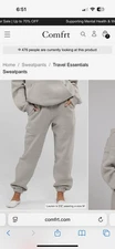 Comfrt Unisex Travel Essentials Sweatpants Joggers Heavyweight Bark sz M