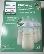 Biberones de vidrio de respuesta natural Philips Avent 4 8 fl. oz ¡CAJA ABIERTA NUEVOS!