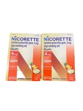 2 Units of Nicorette 4MG Fruit Gum  100 Count/bx (200 total) Exp 10/2027