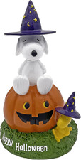 Peanuts Snoopy  Woodstock on Jack-o-Lantern 8 Inch Halloween Garden Statue