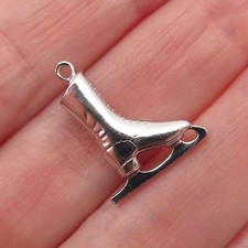 925 Sterling Silver Vintage Ice Skate 3D Mini Charm Pendant