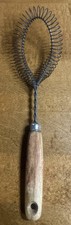 Vintage Gravy Whisk Wire Whisk Wooden Handle Large 11 1/2  Long Handle Coiled