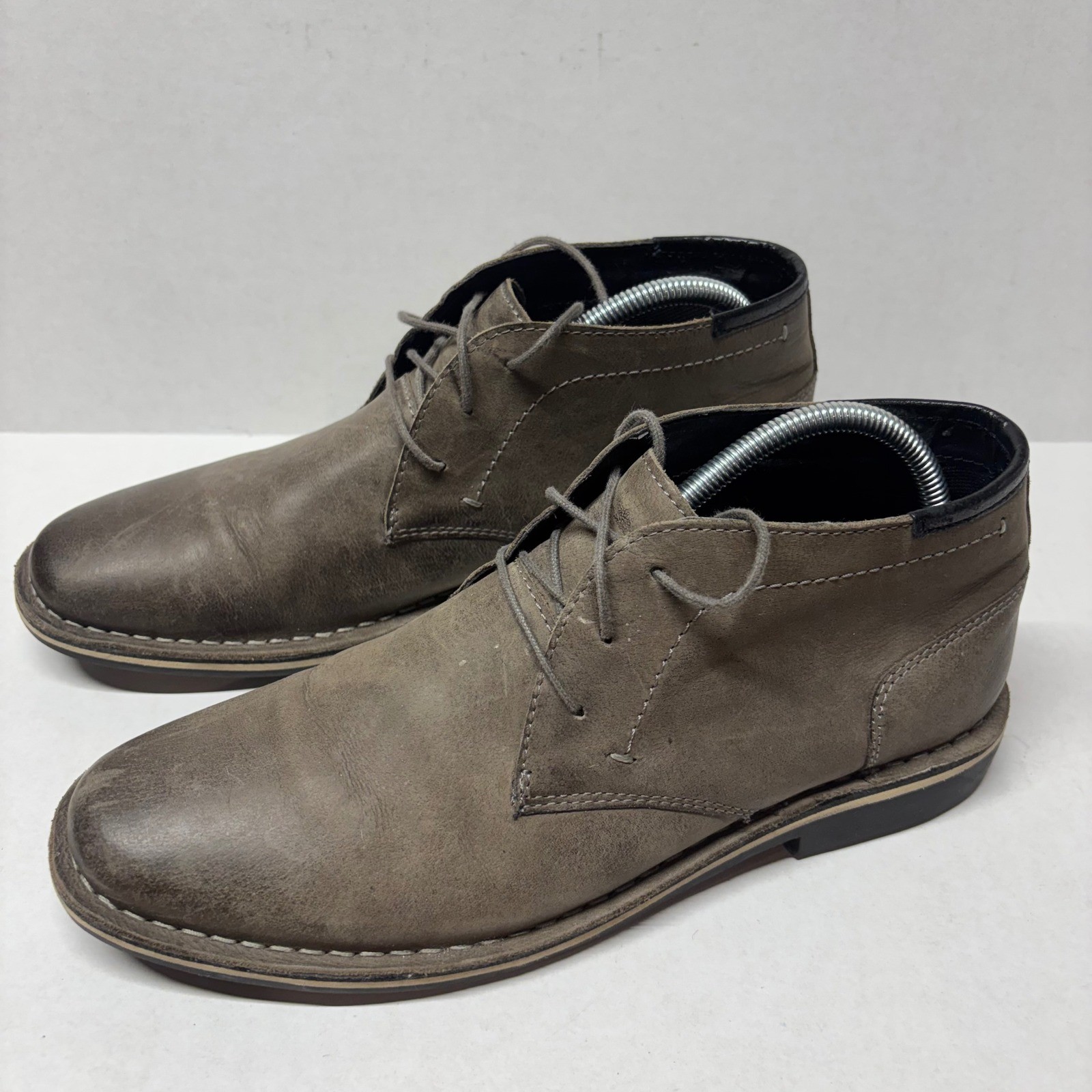 S Chukka Boot 8.5 Grey Leather Harken 667 Lace Up Desert Boots