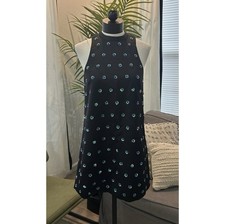 Kèepsake Come A Little Closer Black Dress Medium Sequins Satin Keyhole Closure