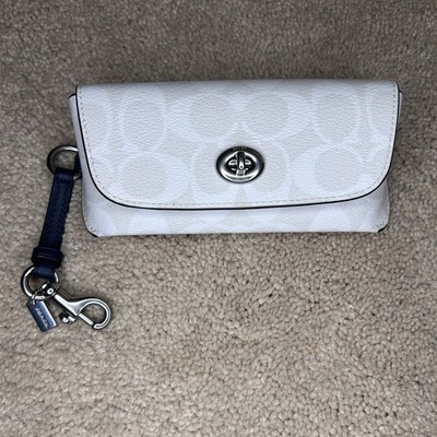 Coach Sunglass Case Bag Charm in chalk signature coated canvas