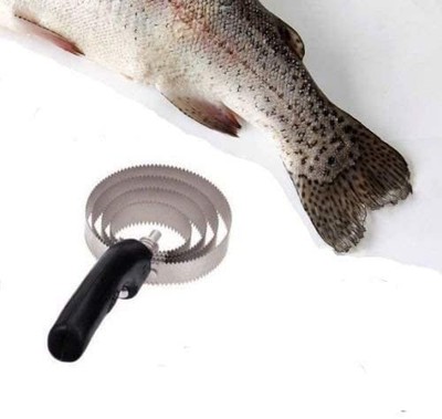 Commercial Heavy Duty Stainless Fish Scaler Scale Remover Spring Steel 4 Rings