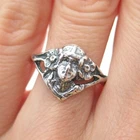 925 Sterling Silver Vintage Floral Muse Oxidized Ring Size 6.25