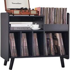 Mid Century Record Player Stand Holds 350 Vinyl Albums