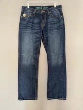 Cinch Grant Bootcut Blue Jeans Men’s 34x34 (34x31) Western Denim Embroidered EUC