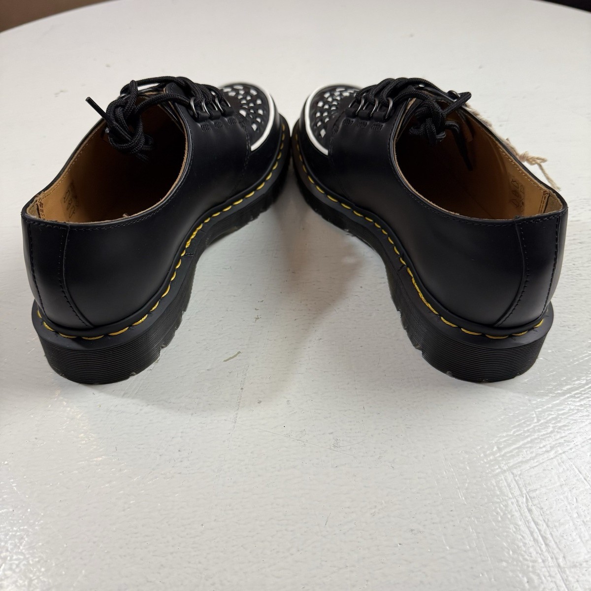 Dr. Martens Ramsey Black White Smooth Leather Creepers Shoes 