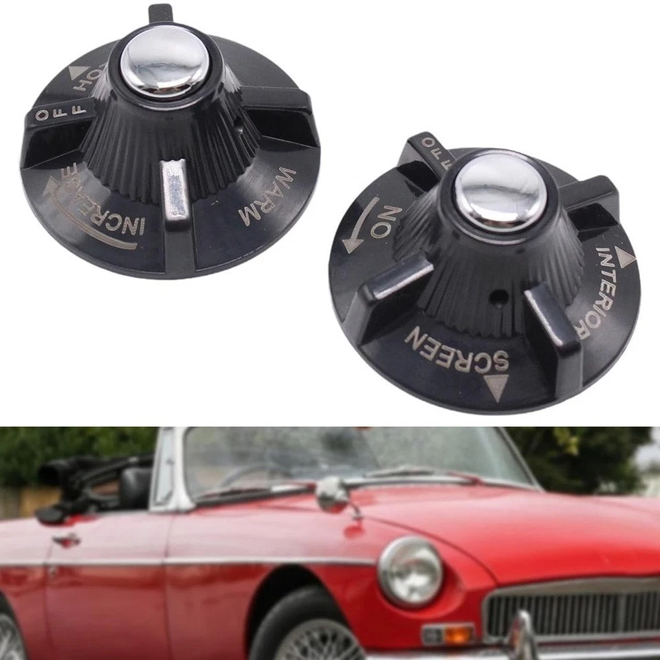 2 Piece Set Heater and Air Control Knobs for MGB GT with Chrome Bumper - Image 2 of 4