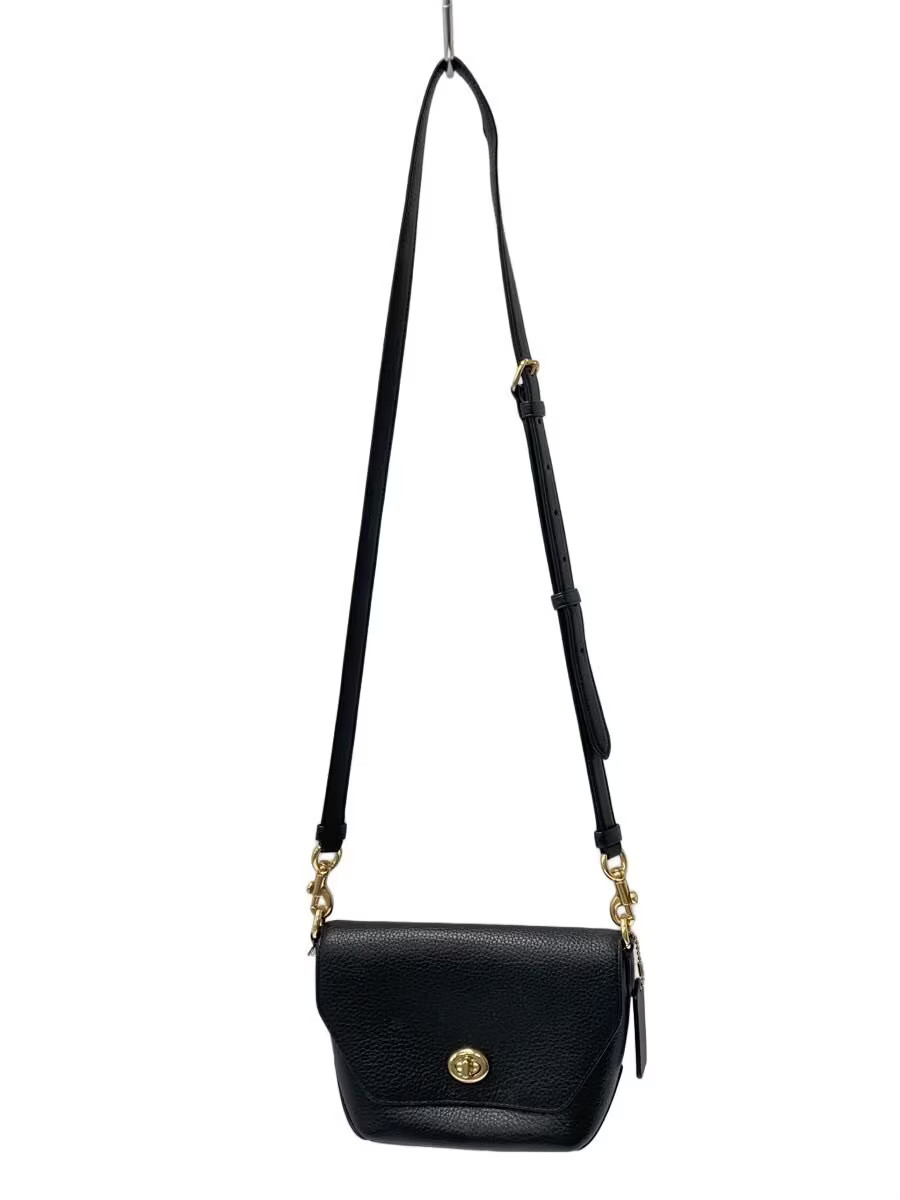 COACH Curly Crossbody Shoulder Bag, Leather, Black, Solid Color, C2815
