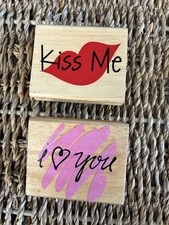Rubber Stamp Set I LOVE YOU  Kiss me Scrapbooking Card Making