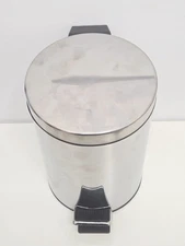 Small Round Gray Trash Can With Foot Pedal