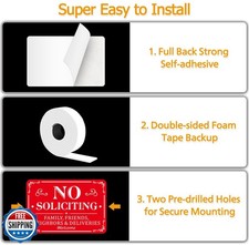 No Soliciting Sign for Front Door, 2 Pack Self-adhesive No Soliciting Sign ...