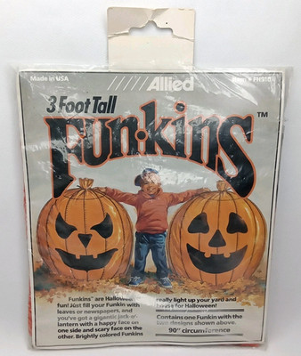 Vintage 1990s Allied Plastics Funkins Halloween Jack O Lantern Leaf Bag Sealed